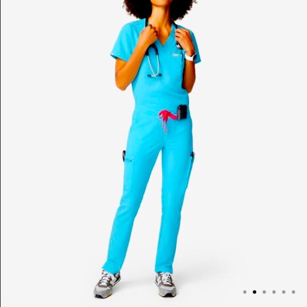 FIGS Yola Scrub Pants- Small Tall/Neon Blue